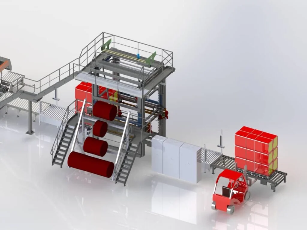 Plan 3D d'une solution de houssage automatique