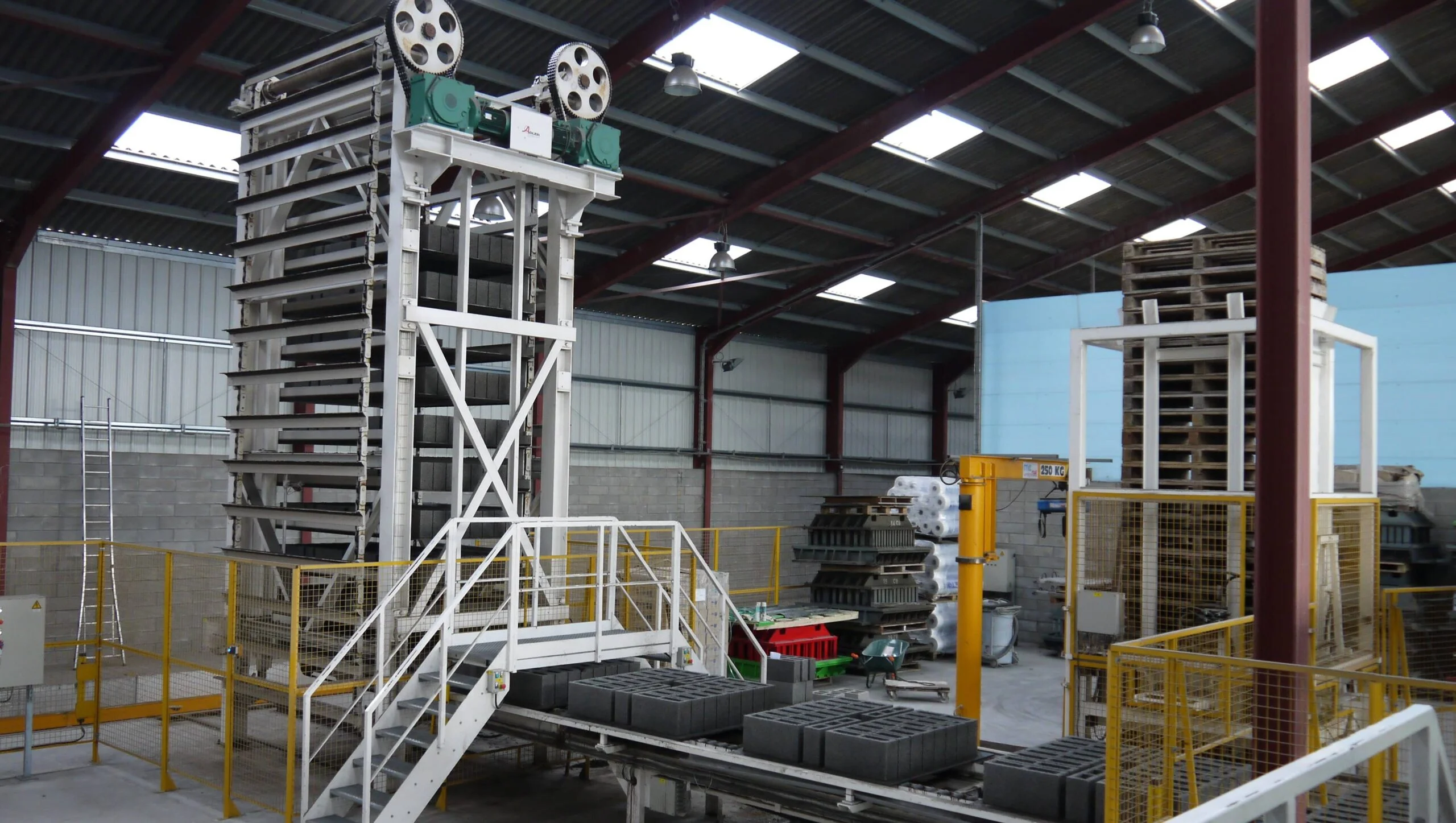 Handling and conveying system for concrete products